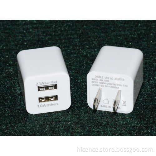 Dual USB Port AC Wall Adapter Charger for iPhone and iPad